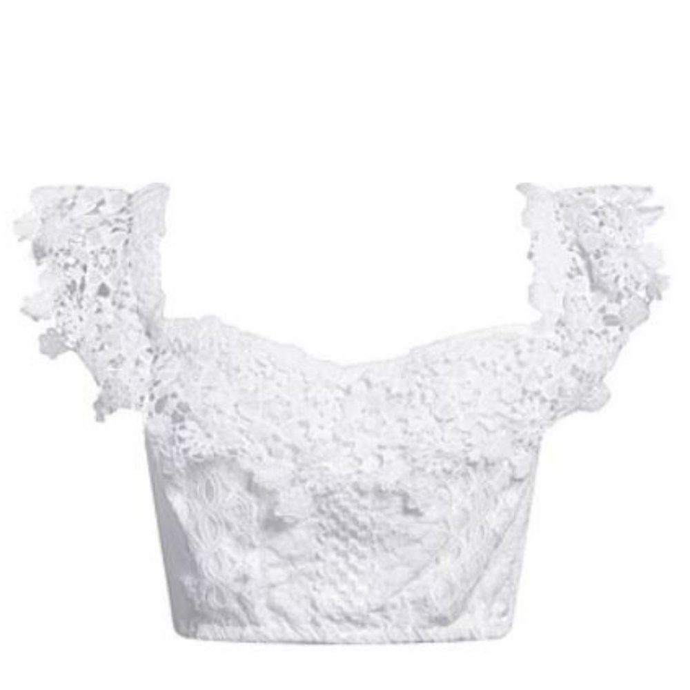 *DESIGNER* NWT Temptation Positano Recife crop top - white / lace (Size: M)